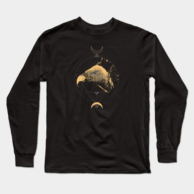 Black Vulture Sacred Geometry Long Sleeve T-Shirt by mariasshop